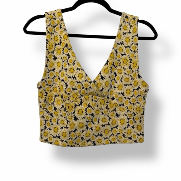 Maeve Anthropologie Floral Button Side Top Yellow & Black - Picture 3 of 7